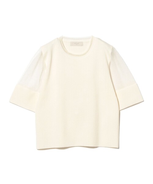 B:MING by BEAMS(ビーミングバイビームス)の「半袖 ニット Tシャツ(ニット/セーター・レディース・オフホワイト/ブルー/ブラック・ONE SIZE)」の12枚目の写真