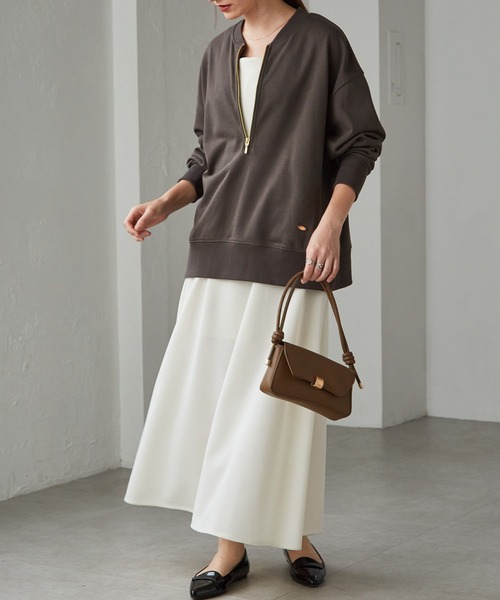 RANAN（ラナン）の「フロントハーフジップスウェット（スウェット・レディース・アイボリー/グレー/ピンク/チャコール・M/L/LL）」の9枚目の写真