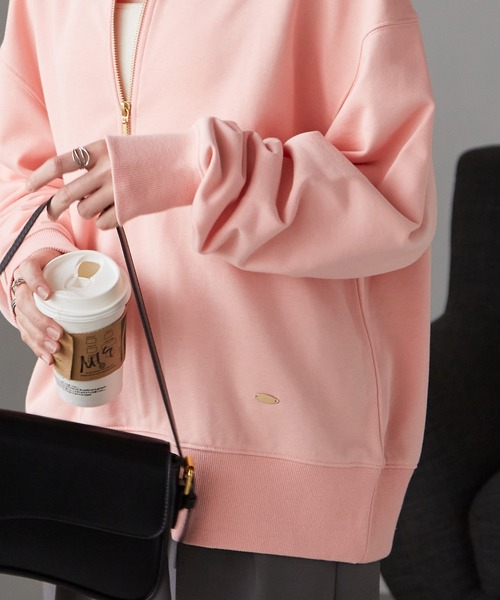 RANAN（ラナン）の「フロントハーフジップスウェット（スウェット・レディース・アイボリー/グレー/ピンク/チャコール・M/L/LL）」の12枚目の写真