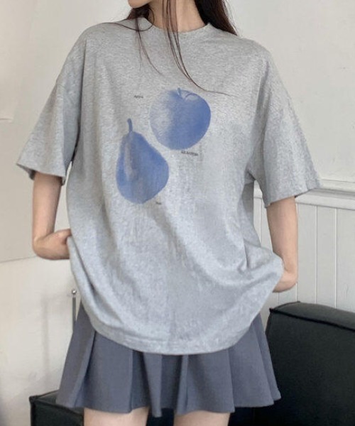 フルーツプリントグレーTシャツ（Tシャツ/カットソー）｜Vipoa