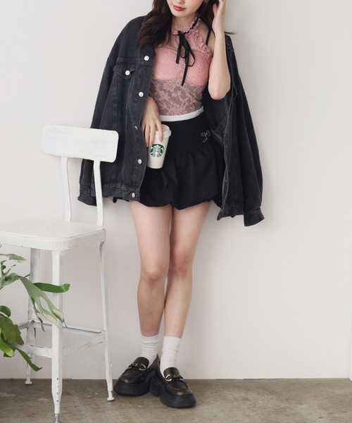 ROOPTOKYO(ループトウキョウ)の「Floral Lace Halter Neck/花柄レース ホルターネック(キャミソール・レディース・ピンク/アイボリー/ブラック/ホワイト・FREE)」の15枚目の写真
