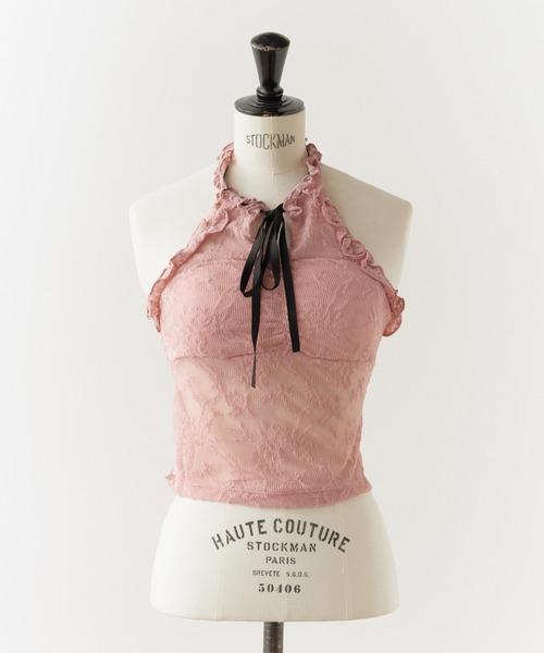 ROOPTOKYO(ループトウキョウ)の「Floral Lace Halter Neck/花柄レース ホルターネック(キャミソール・レディース・ピンク/アイボリー/ブラック/ホワイト・FREE)」の10枚目の写真