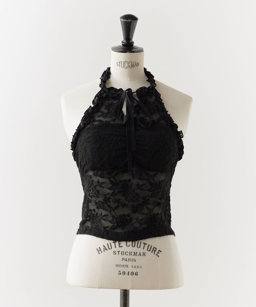 ROOPTOKYO(ループトウキョウ)の「Floral Lace Halter Neck/花柄レース ホルターネック(キャミソール・レディース・ピンク/アイボリー/ブラック/ホワイト・FREE)」の20枚目の写真