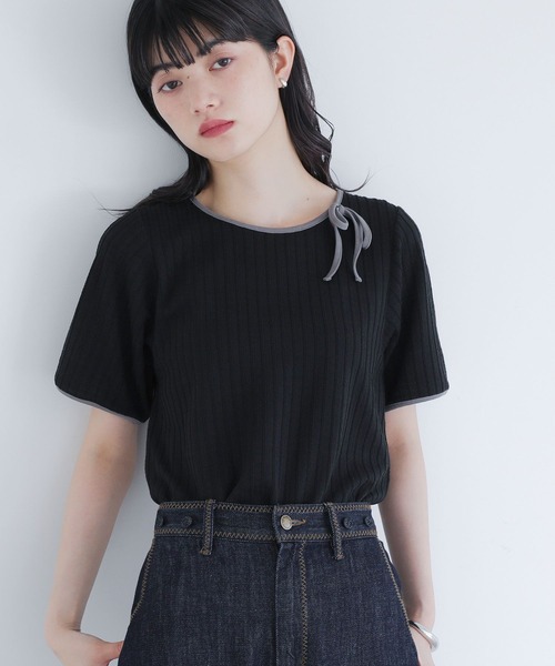 somari imagination（ソマリ イマジネーション）の「パイピングリボンカットソー（Tシャツ/カットソー・レディース・ブルー/ブラック・2/1）」の11枚目の写真