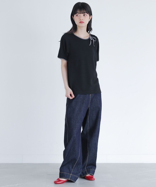 somari imagination（ソマリ イマジネーション）の「パイピングリボンカットソー（Tシャツ/カットソー・レディース・ブルー/ブラック・2/1）」の15枚目の写真