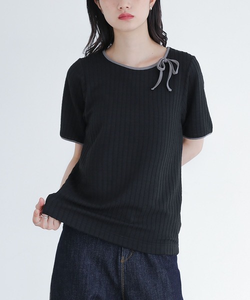 somari imagination（ソマリ イマジネーション）の「パイピングリボンカットソー（Tシャツ/カットソー・レディース・ブルー/ブラック・2/1）」の12枚目の写真