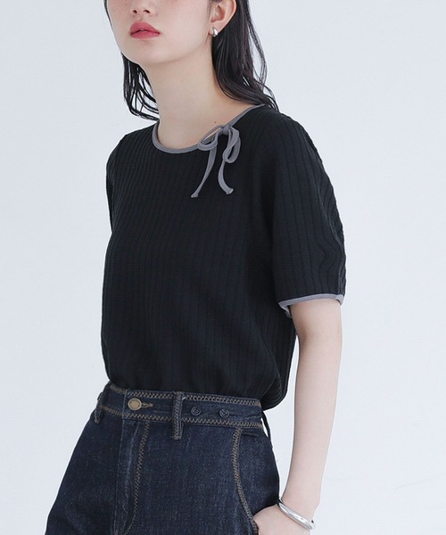 somari imagination（ソマリ イマジネーション）の「パイピングリボンカットソー（Tシャツ/カットソー・レディース・ブルー/ブラック・2/1）」の14枚目の写真