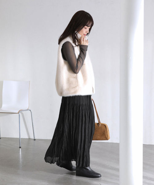 La TOTALITE（ラトータリテ）の「【洗える】シフォンニットワッシャースカート（スカート・レディース・ブラック/ブルー/ブラウン・FREE）」の7枚目の写真