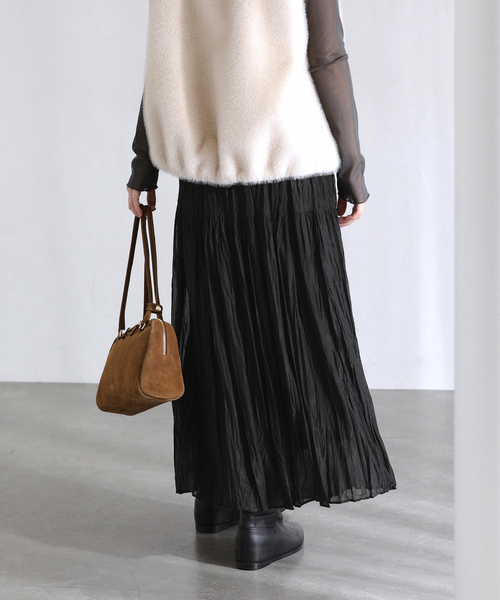 La TOTALITE（ラトータリテ）の「【洗える】シフォンニットワッシャースカート（スカート・レディース・ブラック/ブルー/ブラウン・FREE）」の9枚目の写真