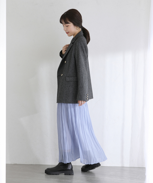 La TOTALITE（ラトータリテ）の「【洗える】シフォンニットワッシャースカート（スカート・レディース・ブラック/ブルー/ブラウン・FREE）」の4枚目の写真