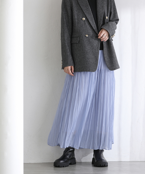 La TOTALITE（ラトータリテ）の「【洗える】シフォンニットワッシャースカート（スカート・レディース・ブラック/ブルー/ブラウン・FREE）」の10枚目の写真