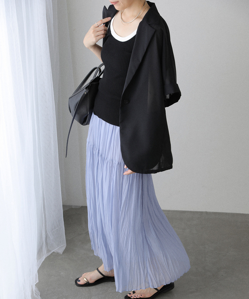 セール】【洗える】シフォンニットワッシャースカート（スカート）｜La