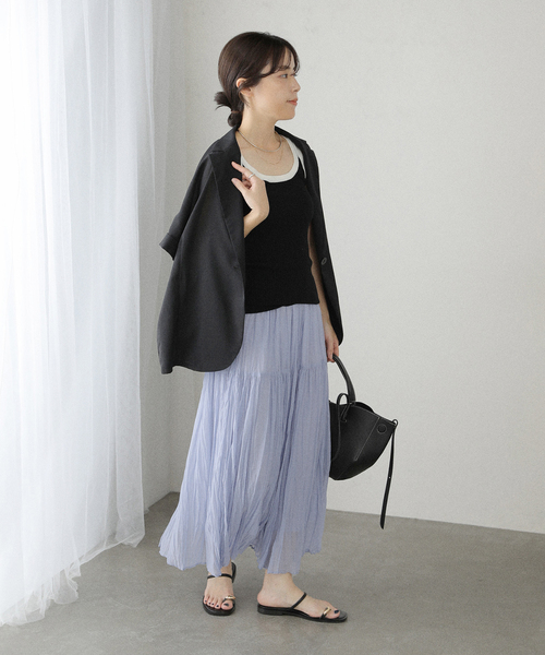 La TOTALITE（ラトータリテ）の「【洗える】シフォンニットワッシャースカート（スカート・レディース・ブラック/ブルー/ブラウン・FREE）」の12枚目の写真