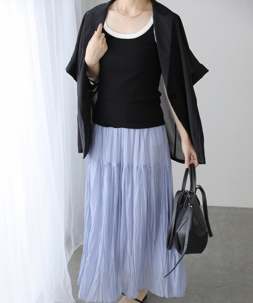 La TOTALITE（ラトータリテ）の「【洗える】シフォンニットワッシャースカート（スカート・レディース・ブラック/ブルー/ブラウン・FREE）」の15枚目の写真