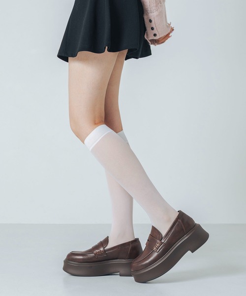 EVOL（イーボル）の「【晴雨兼用・軽量】プラットフォームコインローファー IZ5788（レインシューズ・レディース・ブラウン/ブラック/アイボリー・S/M/L/LL）」の5枚目の写真