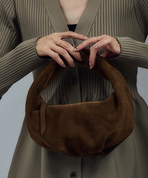 SALON adam et rope'（サロン アダム エ ロペ）の「リアルスウェードクリテミニバッグ（ハンドバッグ・レディース・ライトグレー/ブラウン・FREE）」の2枚目の写真