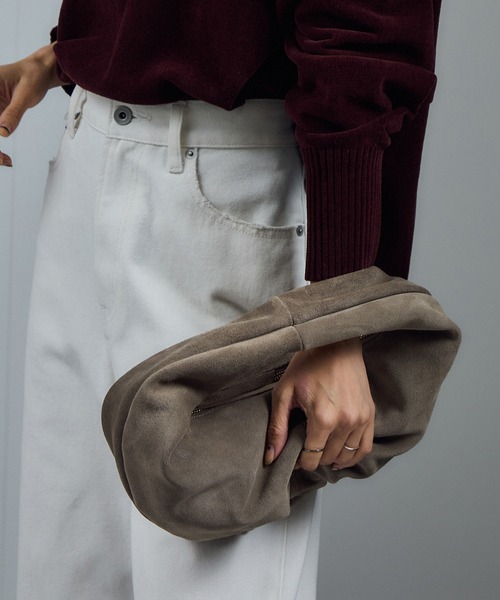 SALON adam et rope'（サロン アダム エ ロペ）の「リアルスウェードクリテミニバッグ（ハンドバッグ・レディース・ライトグレー/ブラウン・FREE）」の10枚目の写真