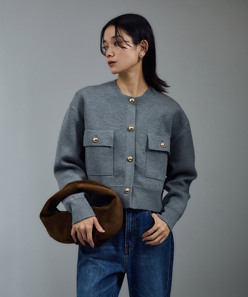 SALON adam et rope'（サロン アダム エ ロペ）の「リアルスウェードクリテミニバッグ（ハンドバッグ・レディース・ライトグレー/ブラウン・FREE）」の8枚目の写真