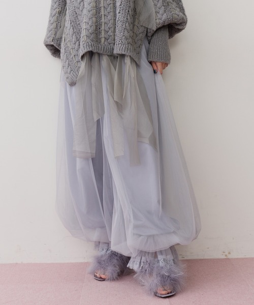 裾レースチュールバルーンパンツ（その他パンツ）｜J1U by LA BELLE