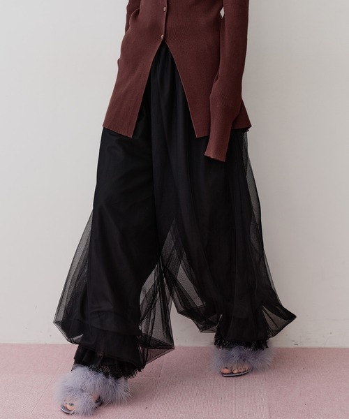 新品タグ付☆裾レースチュールバルーンパンツ☆ラベルエチュード J1U 裾レースチュールバルーンパンツ（その他パンツ）｜J1U by LA