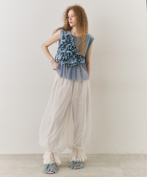 裾レースチュールバルーンパンツ（その他パンツ）｜J1U by LA BELLE