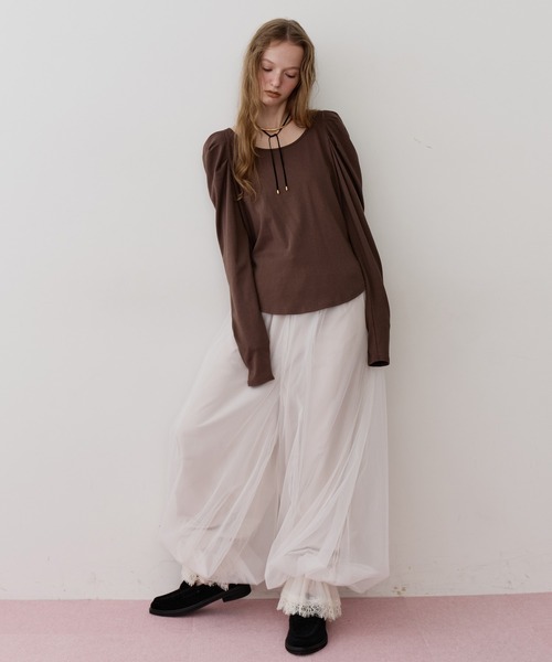 新品タグ付☆裾レースチュールバルーンパンツ☆ラベルエチュード J1U 裾レースチュールバルーンパンツ（その他パンツ）｜J1U by LA BELLE