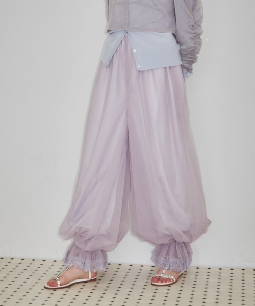 J1U by LA BELLE ETUDE(ジユウバイラベルエチュード)の「裾レースチュールバルーンパンツ(その他パンツ・レディース・ライトブルー/ブラック/ライトパープル/ホワイト・1/0)」の14枚目の写真