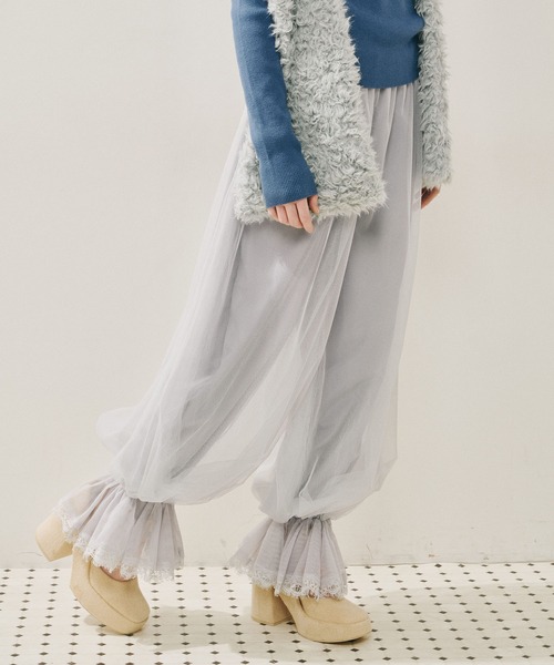裾レースチュールバルーンパンツ（その他パンツ）｜J1U by LA BELLE
