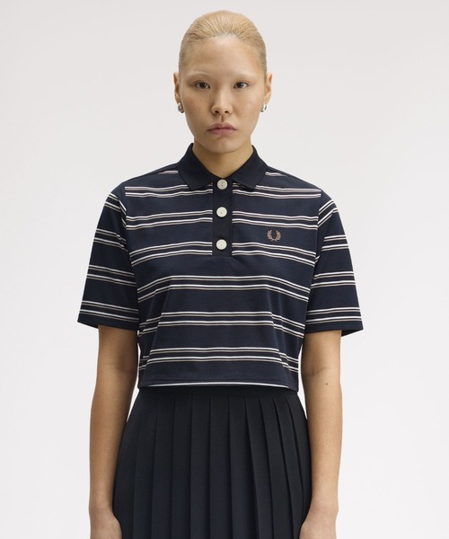 FRED PERRY ブラックポロシャツ ストライプ付き FRED PERRY ストライプトリム ポロシャツ 通販 - FARFETCH