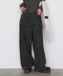 RAY CASSIN | ヒョウ柄サイド切替デニムワイドパンツ(デニムパンツ)