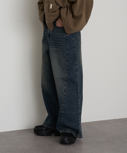 RAY CASSIN（レイカズン）の「【ウエスト調節可/2サイズ展開】ヒョウ柄サイド切替デニムワイドパンツ（デニムパンツ・レディース・グリーン系その他2/ベージュ系その他2/ブルー系その他2/ブラウン・FREE）」の18枚目の写真