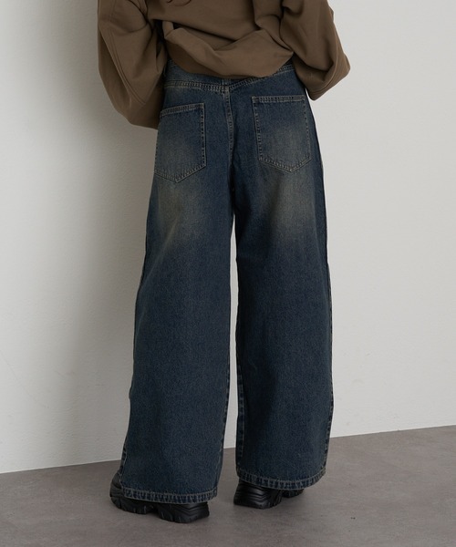 RAY CASSIN（レイカズン）の「【ウエスト調節可/2サイズ展開】ヒョウ柄サイド切替デニムワイドパンツ（デニムパンツ・レディース・グリーン系その他2/ベージュ系その他2/ブルー系その他2/ブラウン・FREE）」の19枚目の写真