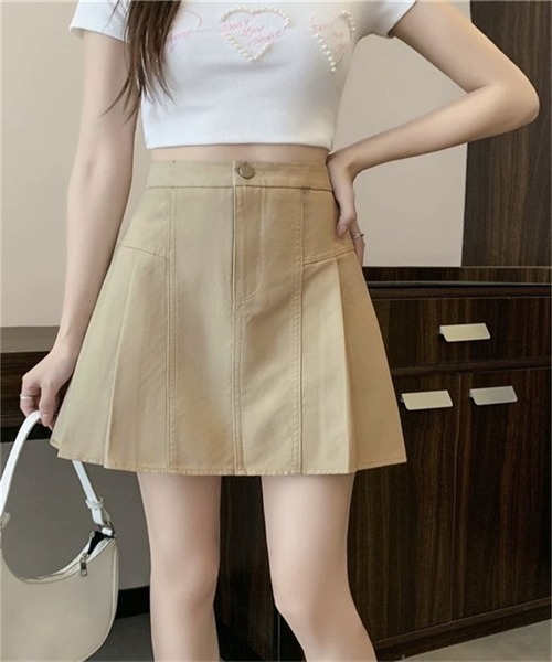 FREE STYLISTS(フリー スタイリスト)の「切り替えタックプリーツミニスカート(スカート・レディース・ホワイト/ブラック/カーキ・M/L/XL/2XL/3XL)」の3枚目の写真