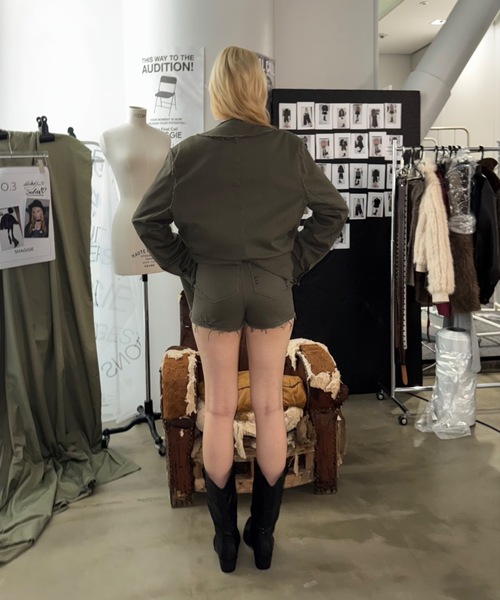 SHAGGIE（シャギー）の「【セットアップ】カットオフミリタリーオーバージャケット（テーラードジャケット・レディース・カーキ/ブラック/グレー・FREE）」の13枚目の写真