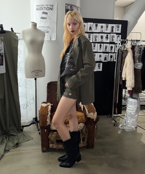 SHAGGIE（シャギー）の「【セットアップ】カットオフミリタリーオーバージャケット（テーラードジャケット・レディース・カーキ/ブラック/グレー・FREE）」の12枚目の写真