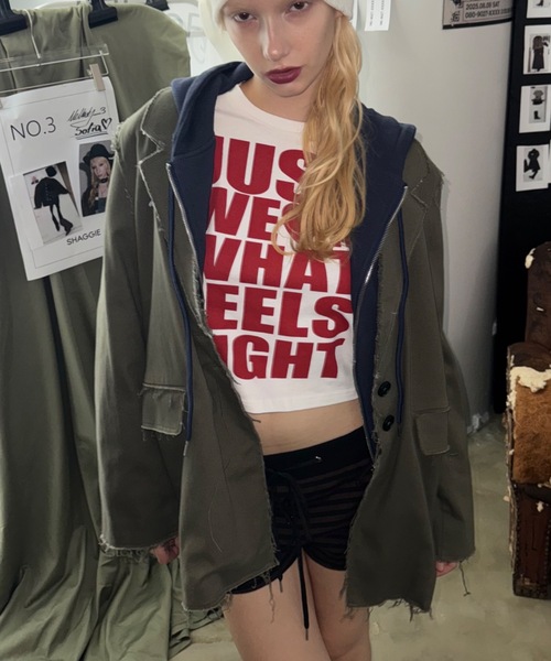 SHAGGIE（シャギー）の「【セットアップ】カットオフミリタリーオーバージャケット（テーラードジャケット・レディース・カーキ/ブラック/グレー・FREE）」の14枚目の写真