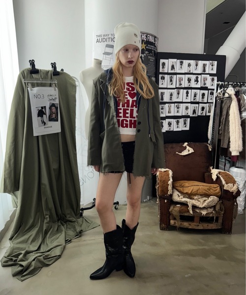 SHAGGIE（シャギー）の「【セットアップ】カットオフミリタリーオーバージャケット（テーラードジャケット・レディース・カーキ/ブラック/グレー・FREE）」の17枚目の写真