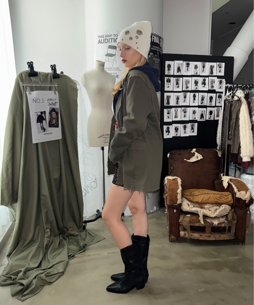 SHAGGIE（シャギー）の「【セットアップ】カットオフミリタリーオーバージャケット（テーラードジャケット・レディース・カーキ/ブラック/グレー・FREE）」の18枚目の写真