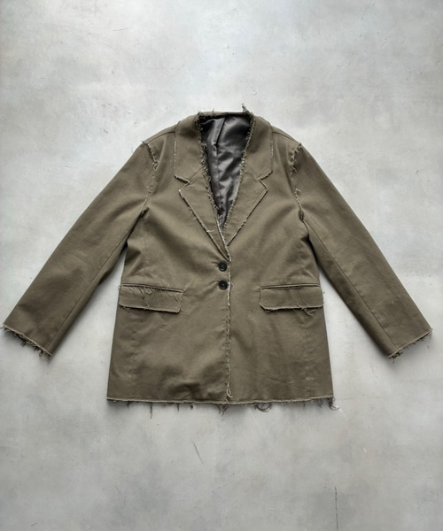 SHAGGIE（シャギー）の「【セットアップ】カットオフミリタリーオーバージャケット（テーラードジャケット・レディース・カーキ/ブラック/グレー・FREE）」の22枚目の写真