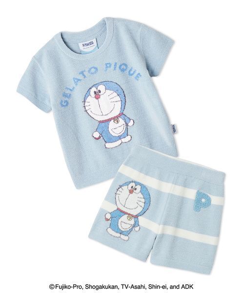 gelato pique（ジェラートピケ）の「【ドラえもん】【キッズ】ジャガードプルオーバー&ショートパンツセット（ルームウェア/パジャマ・キッズ・ブルー/ピンク・90/100/110/120）」の3枚目の写真