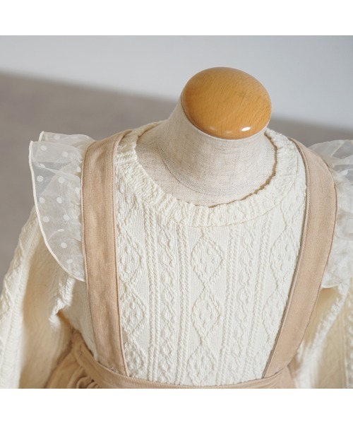 10mois(ディモワ)の「【10mois(ディモワ)】DOTフリルサスペンダーキュロットパンツ 80-90・90-100cm(その他パンツ・キッズ・ベージュ/ネイビー・80-90cm/90-100cm)」の9枚目の写真