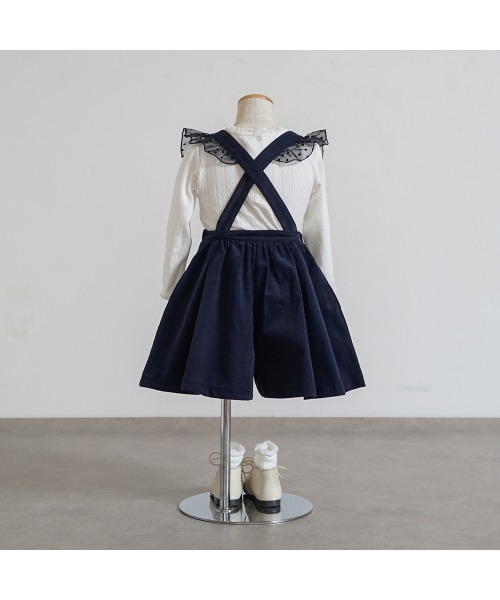 10mois(ディモワ)の「【10mois(ディモワ)】DOTフリルサスペンダーキュロットパンツ 80-90・90-100cm(その他パンツ・キッズ・ベージュ/ネイビー・80-90cm/90-100cm)」の8枚目の写真