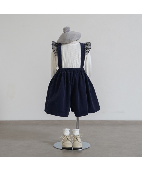 10mois(ディモワ)の「【10mois(ディモワ)】DOTフリルサスペンダーキュロットパンツ 80-90・90-100cm(その他パンツ・キッズ・ベージュ/ネイビー・80-90cm/90-100cm)」の6枚目の写真