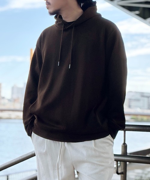 ikka(イッカ)の「【洗濯機で洗える】GOKU楽鹿の子ダンボールパーカ(パーカー・メンズ・チャコールグレー/ホワイト/グリーン/ブラウン/ネイビー・M/L/XL/S)」の1枚目の写真