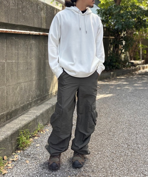 ikka(イッカ)の「【洗濯機で洗える】GOKU楽鹿の子ダンボールパーカ(パーカー・メンズ・チャコールグレー/ホワイト/グリーン/ブラウン/ネイビー・M/L/XL/S)」の9枚目の写真