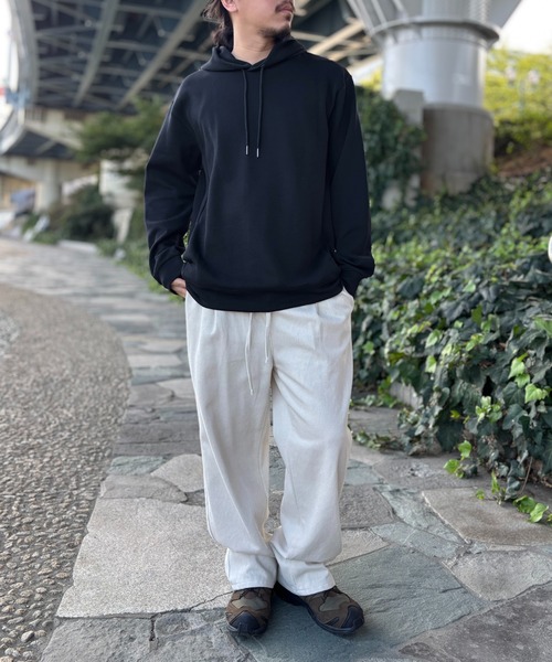 ikka(イッカ)の「【洗濯機で洗える】GOKU楽鹿の子ダンボールパーカ(パーカー・メンズ・チャコールグレー/ホワイト/グリーン/ブラウン/ネイビー・M/L/XL/S)」の15枚目の写真