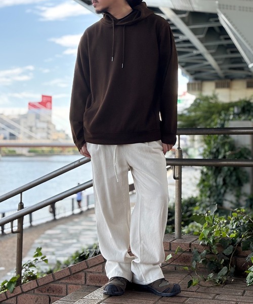 ikka(イッカ)の「【洗濯機で洗える】GOKU楽鹿の子ダンボールパーカ(パーカー・メンズ・チャコールグレー/ホワイト/グリーン/ブラウン/ネイビー・M/L/XL/S)」の13枚目の写真