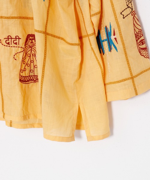 チャイハネ（チャイハネ）の「【チャイハネ】ラジャランMEN'S刺繍シャツ（シャツ/ブラウス・メンズ・ホワイト/ネイビー/イエロー・FREE）」の4枚目の写真