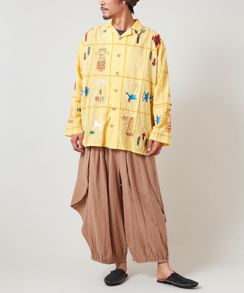 チャイハネ（チャイハネ）の「【チャイハネ】ラジャランMEN'S刺繍シャツ（シャツ/ブラウス・メンズ・ホワイト/ネイビー/イエロー・FREE）」の8枚目の写真
