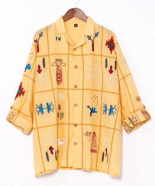 チャイハネ（チャイハネ）の「【チャイハネ】ラジャランMEN'S刺繍シャツ（シャツ/ブラウス・メンズ・ホワイト/ネイビー/イエロー・FREE）」の5枚目の写真